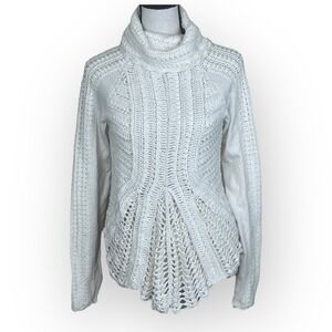 Yuka Open Knit Turtleneck Sweater Small Chunky‎ Crochet Coquette Cottagecore